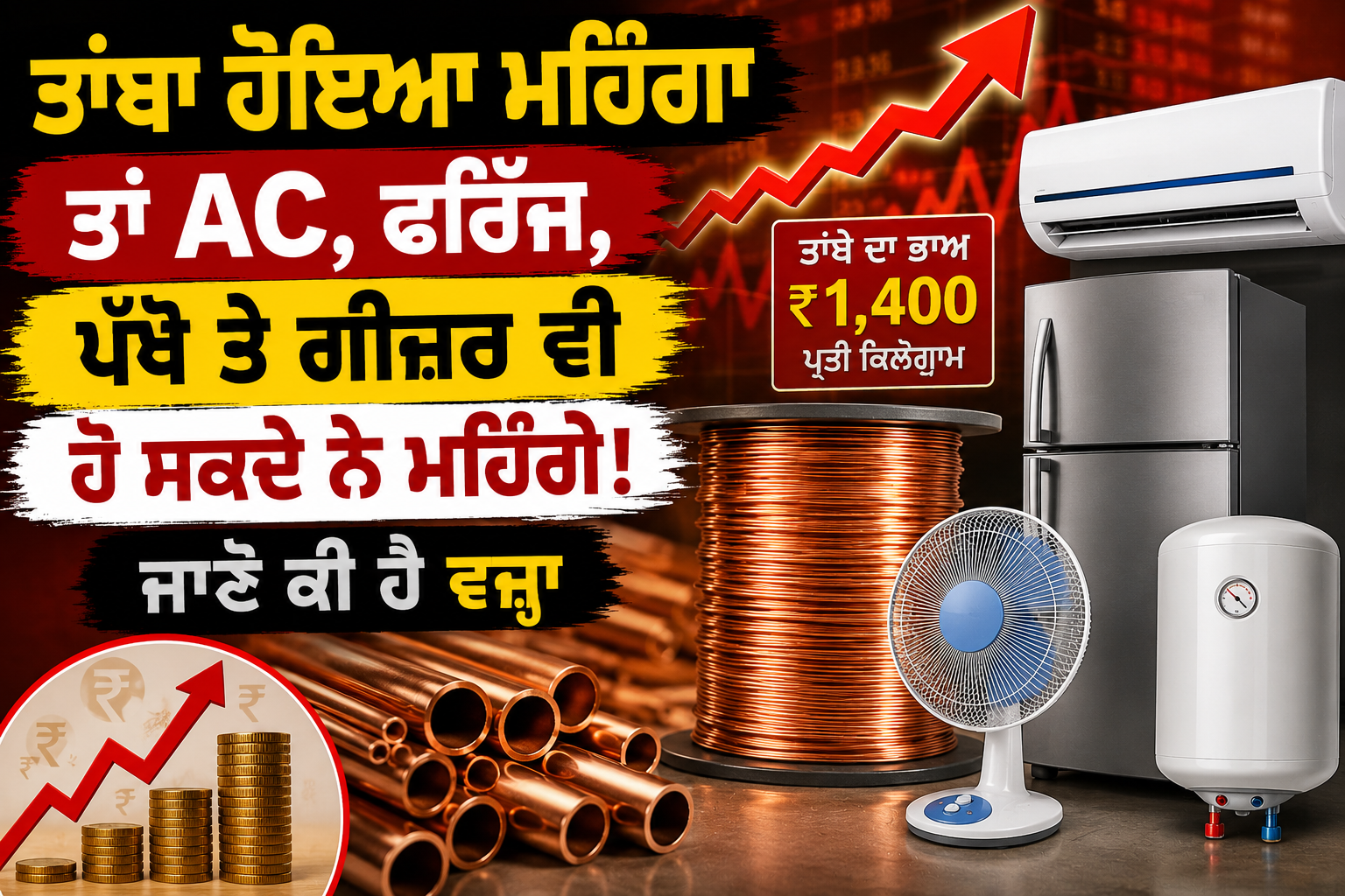 ਤਾਂਬਾ ਮਹਿੰਗਾ ਹੋਇਆ ਤਾਂ AC, ਫਰਿੱਜ, ਪੱਖੇ ਤੇ ਗੀਜ਼ਰ ਹੋ ਸਕਦੇ ਮਹਿੰਗੇ
